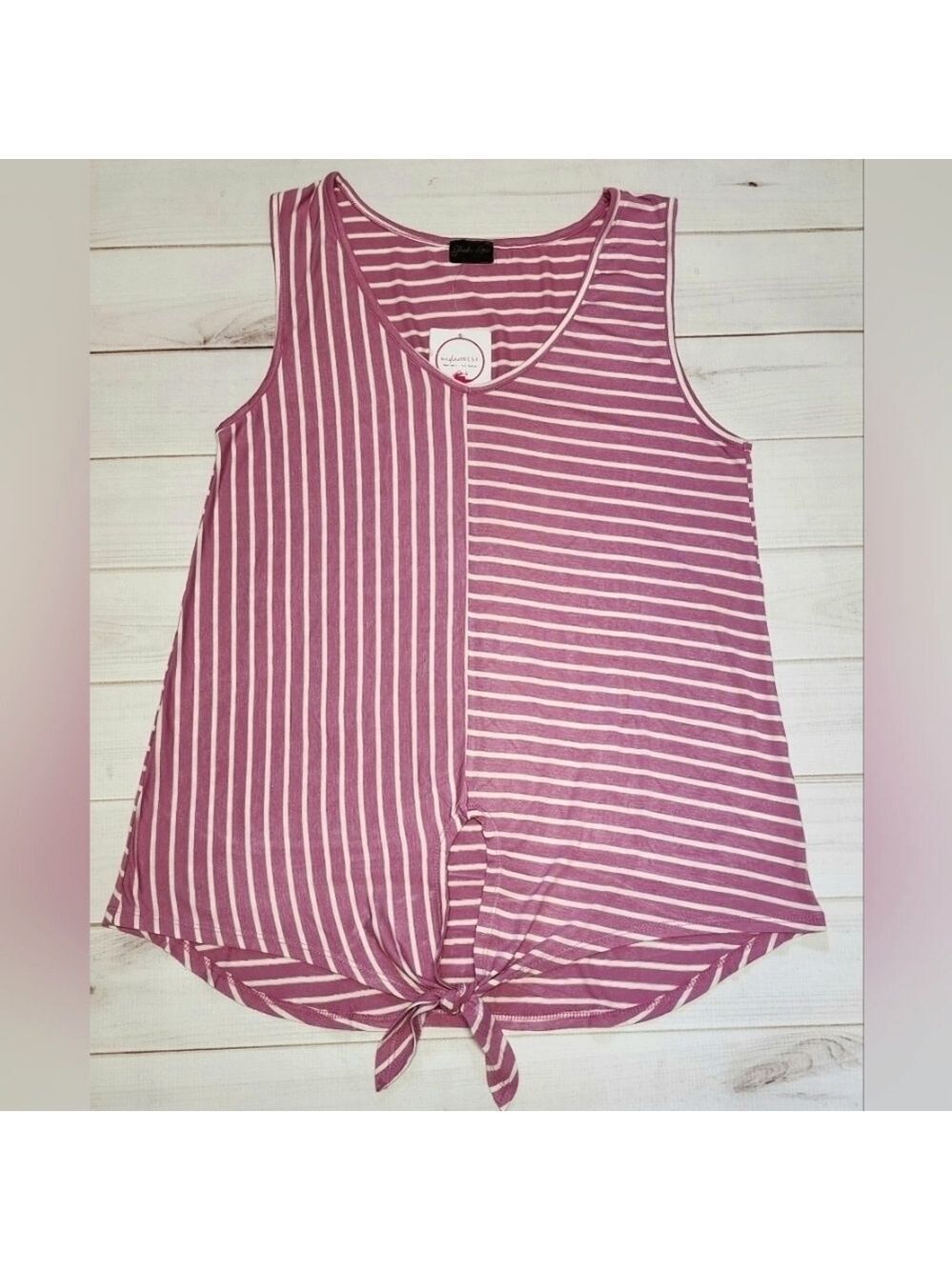 Shiela Rose Striped Knot Front Tank Top Medium - New With Tags